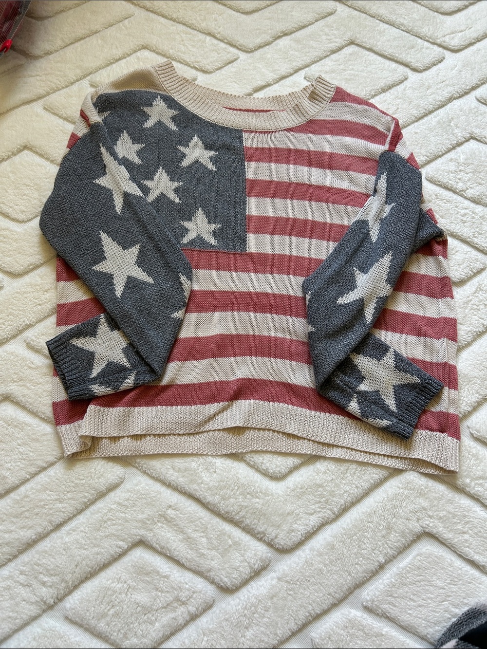 Women's Star-Striped Knit Sweater - Red, White & Blue